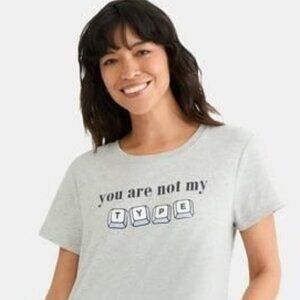 2/$12 💥🆕 Social Edition Ladies "Not My Type" Heather Grey Graphic Tee | 6393